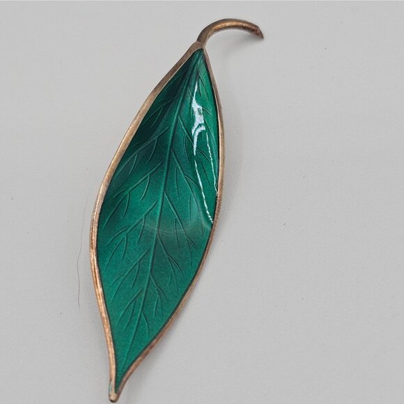 David Anderson 925 Sterling Silver Norway Green Enamel Boho Cottage Fairy Brooch - Picture 9 of 14